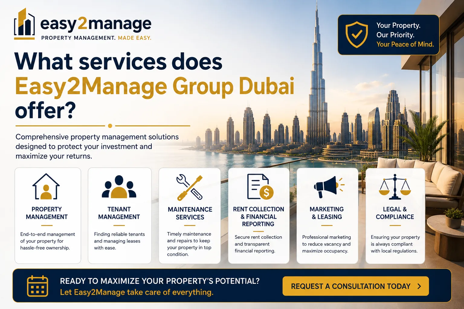 What services does Easy2Manage Group Dubai offer?